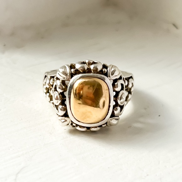Jewelry - Antique 14k ESPO Yellow Gold Sterling Silver Ring 925 Joe Esposito Size 7-7.5